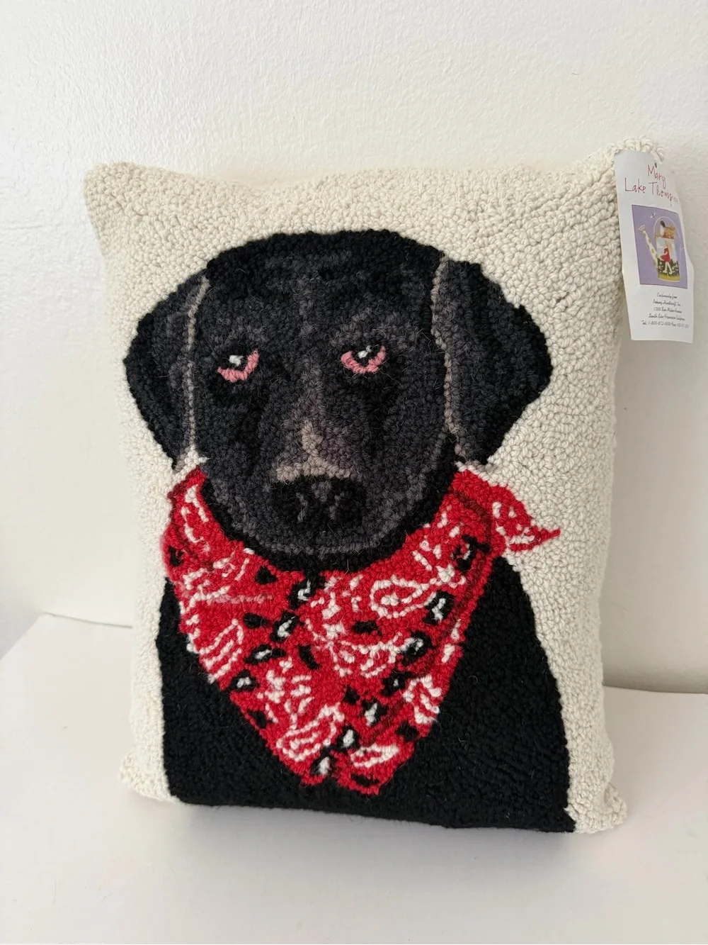 Peking Handicraft BLACK LAB & BANDANA PILLOW